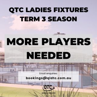 Callout to anyone interested in joining our Wednesday Ladies community, we are still looking for more players!
This is a doubles only weekly fixtures catered to multiple levels. 
Some match play experience needed.
Email us at bookings@qldtc.com.au to get involved 🎾